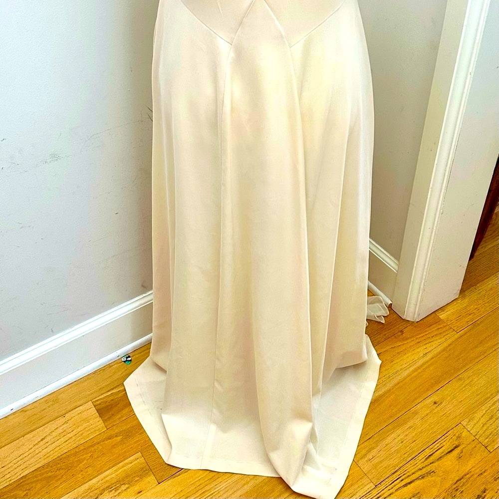 SOLD Morgane Le Fay Crème Silk Gown Dress with Draped Neckline, sz M - Picture 6 of 12